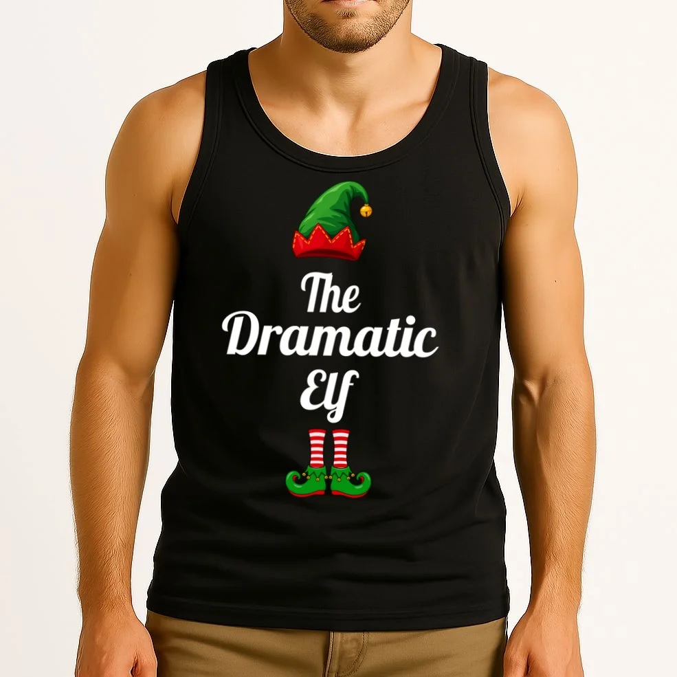 Custom Text Elf Design – Christmas Hat & Curled Shoes Men's Tank Top - Front 2