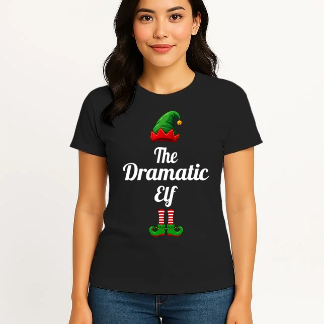 Custom Text Elf Design – Christmas Hat & Curled Shoes Women's T-Shirt - Front 3