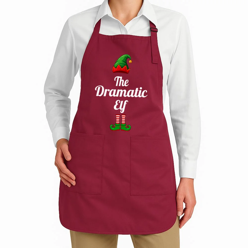 Custom Text Elf Design – Christmas Hat & Curled Shoes Apron - Front 1