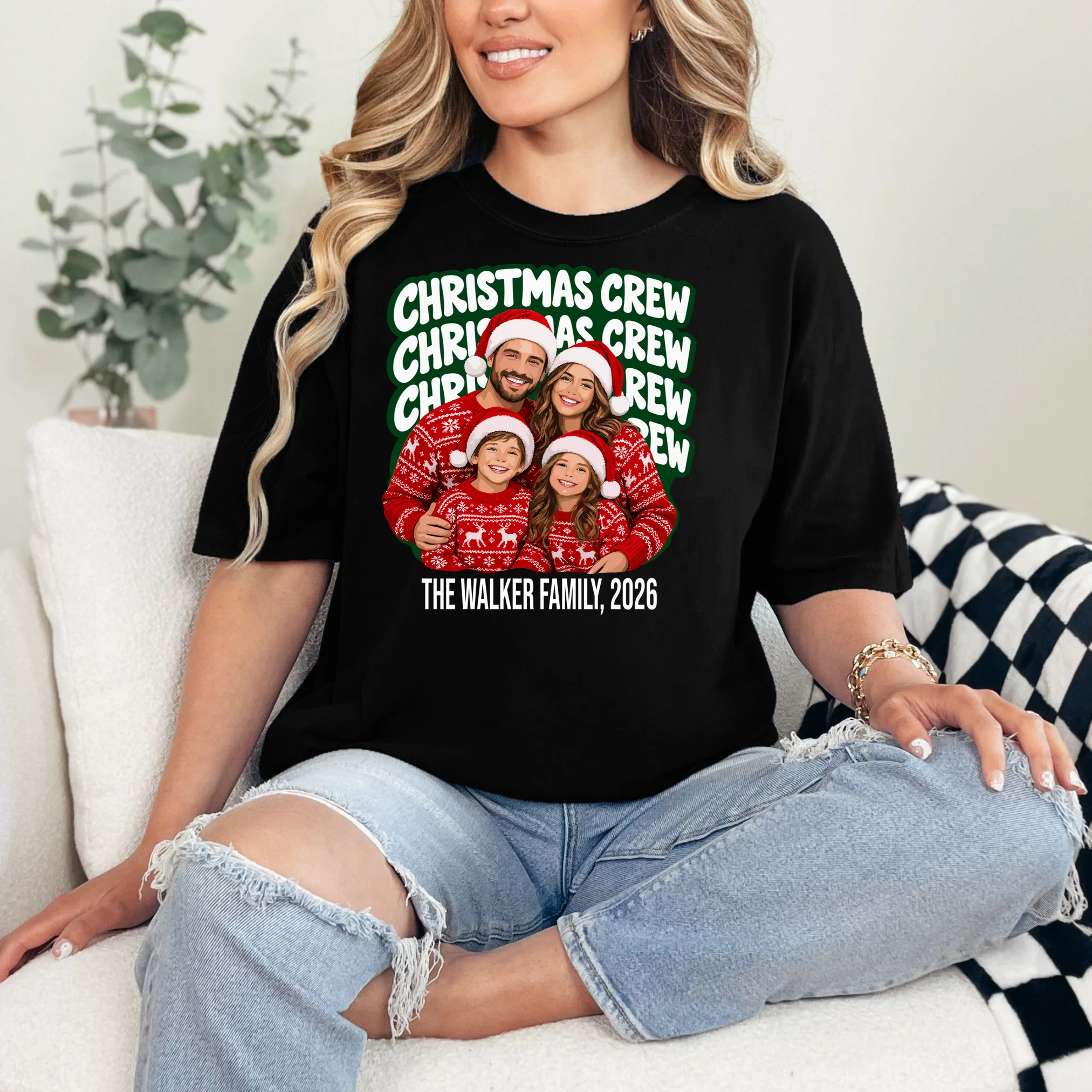 Christmas Crew Family Photo Design 2026 Comfort Colors Unisex T-Shirt - Front 1