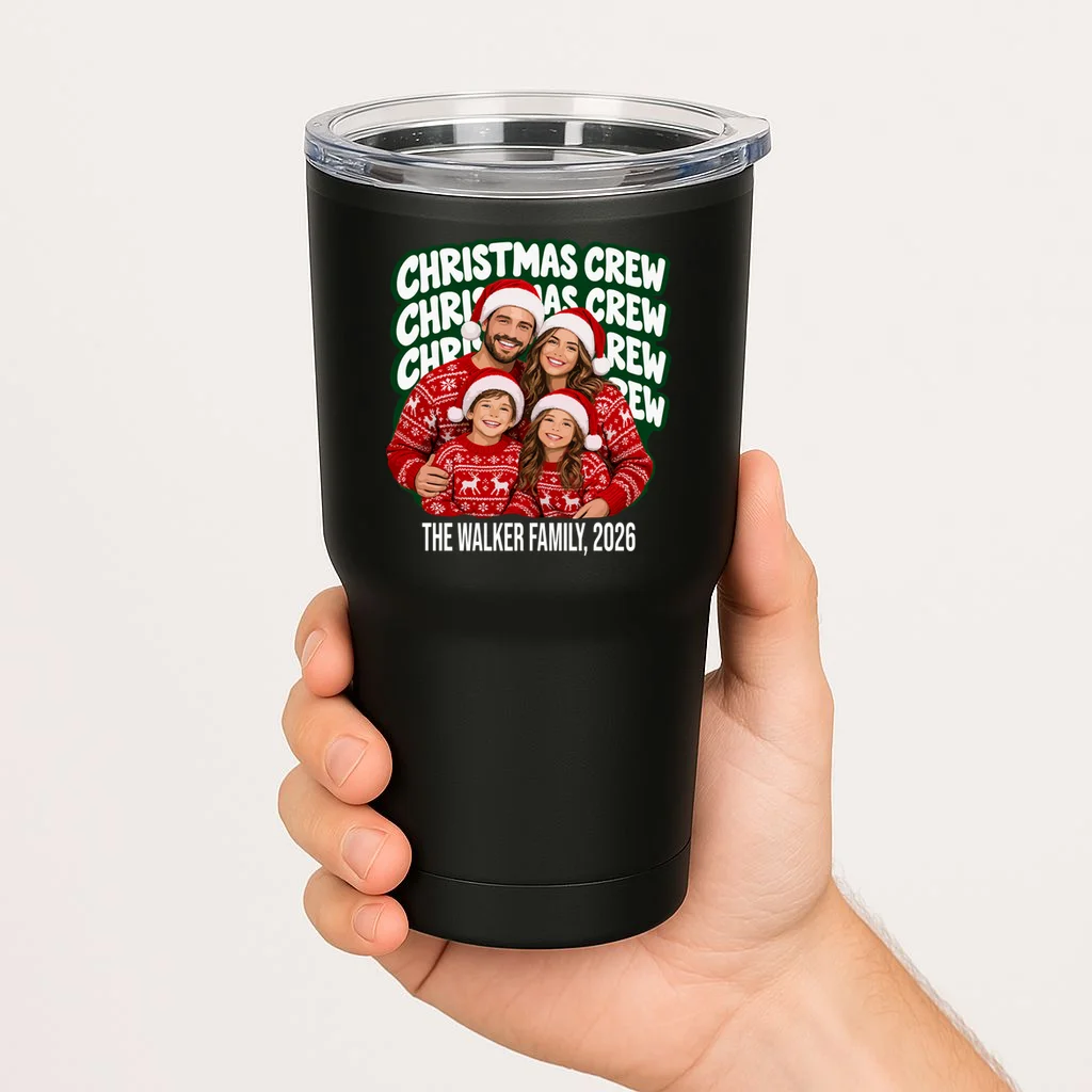 Christmas Crew Family Photo Design 2026 20oz Tumbler - Front 1