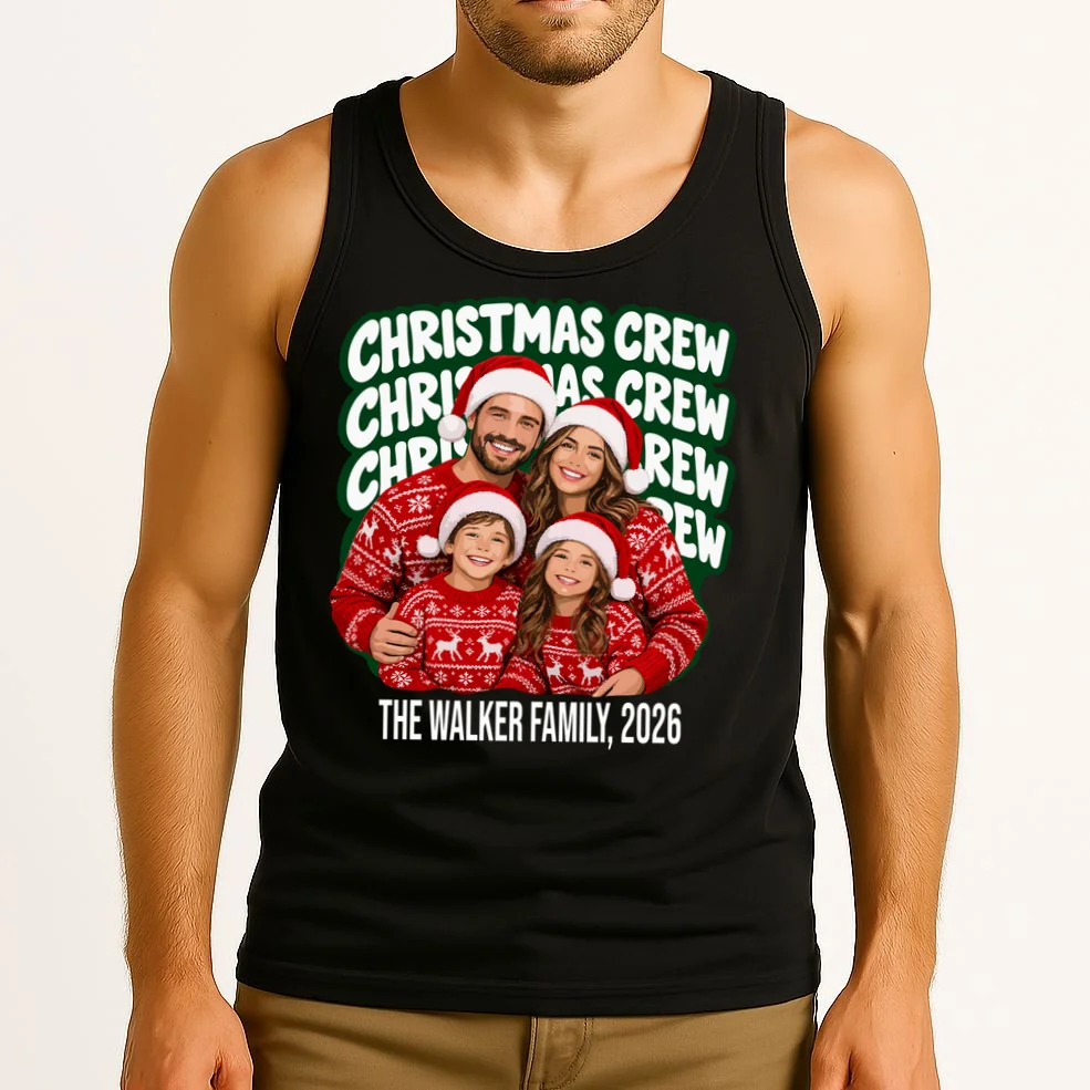 Christmas Crew Family Photo Design 2026 Men's Tank Top - Front 2