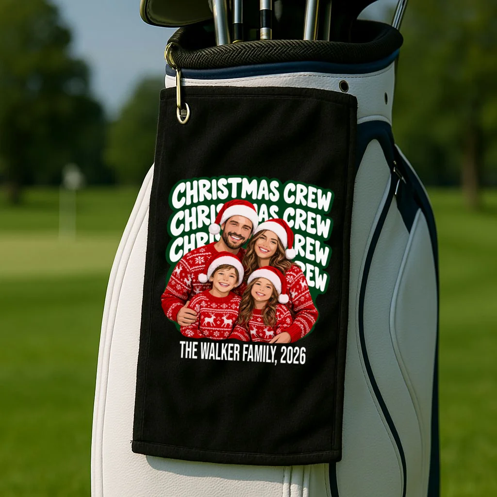 Christmas Crew Family Photo Design 2026 Golf Towel - Front 2