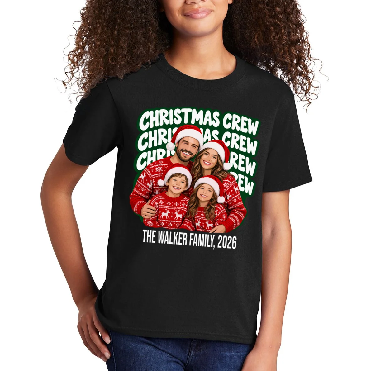 Christmas Crew Family Photo Design 2026 Kids T-Shirt - Front 1