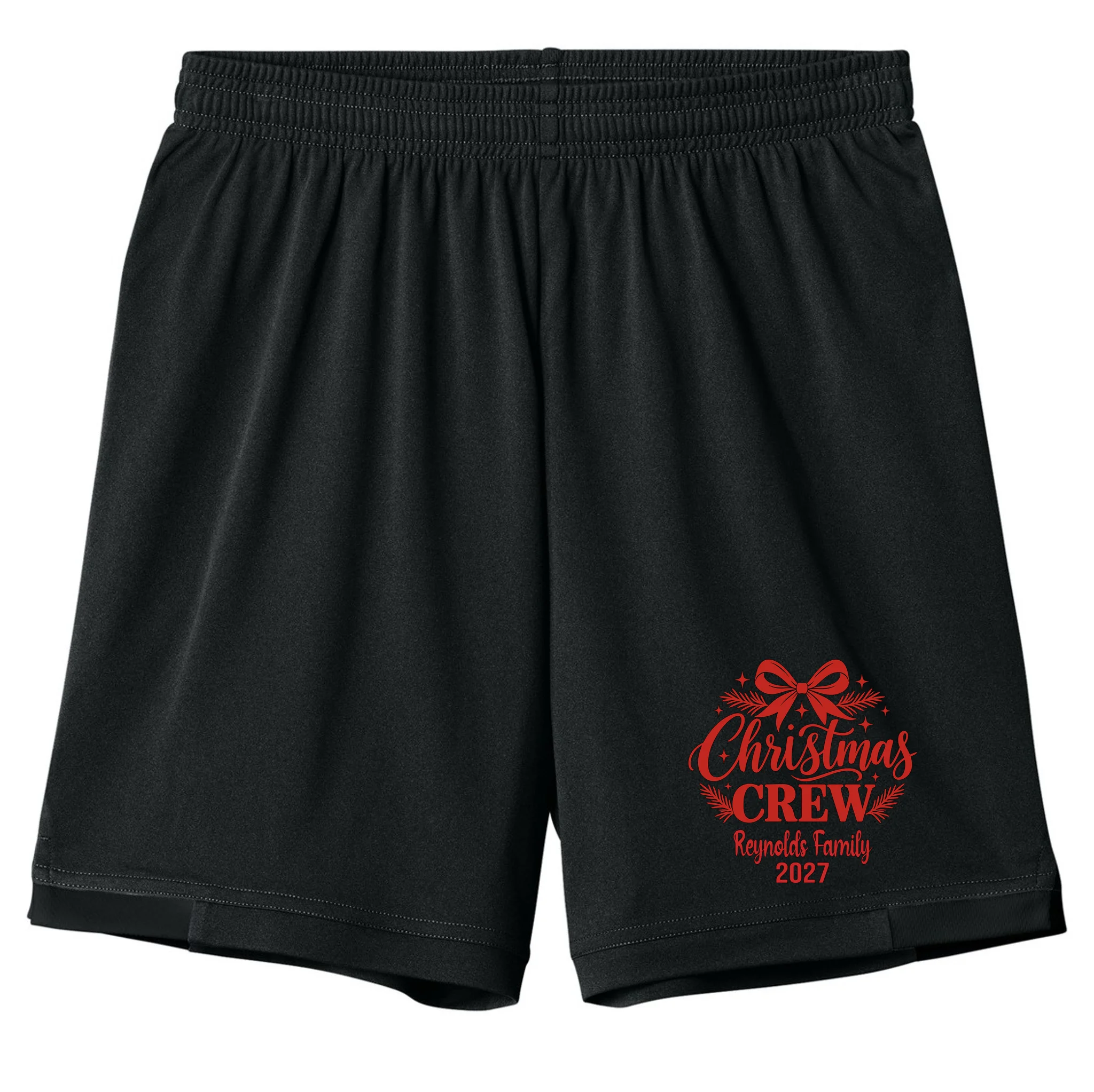 Christmas Crew Family Holiday Gathering - Custom Family Name Kids Shorts - Front