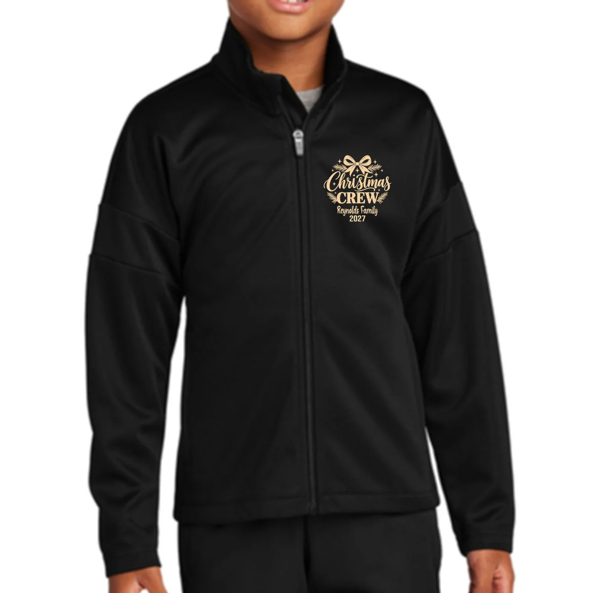 Christmas Crew Family Holiday Gathering - Custom Family Name Kids Jacket - Front