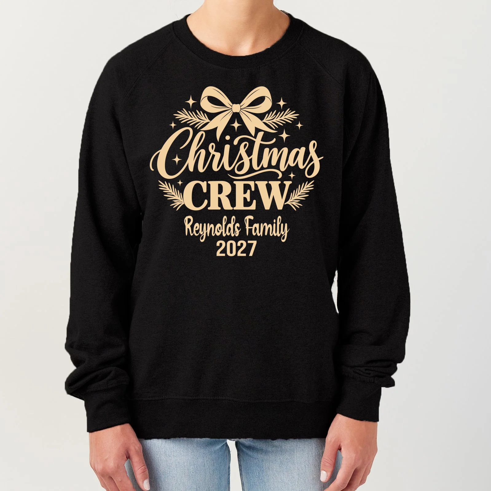 Christmas Crew Family Holiday Gathering - Custom Family Name Women's Sweatshirt Front