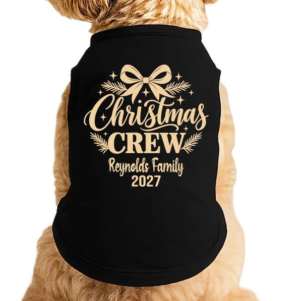 Christmas Crew Family Holiday Gathering - Custom Family Name Doggie Tank Front