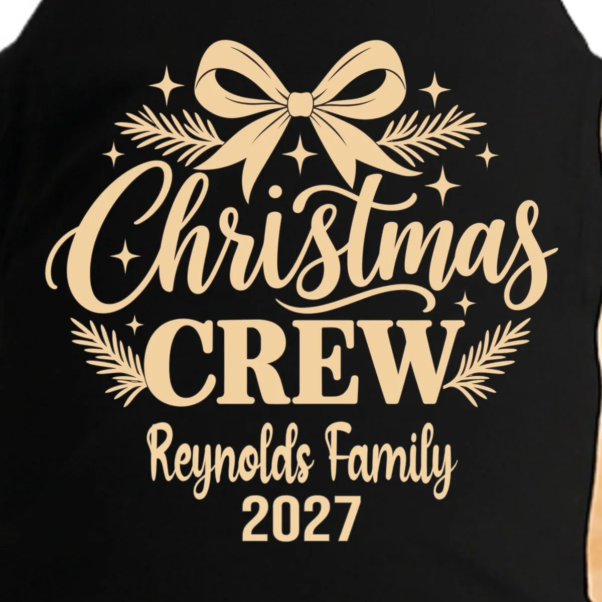 Christmas Crew Family Holiday Gathering - Custom Family Name Doggie Tank - Front - Close-up
