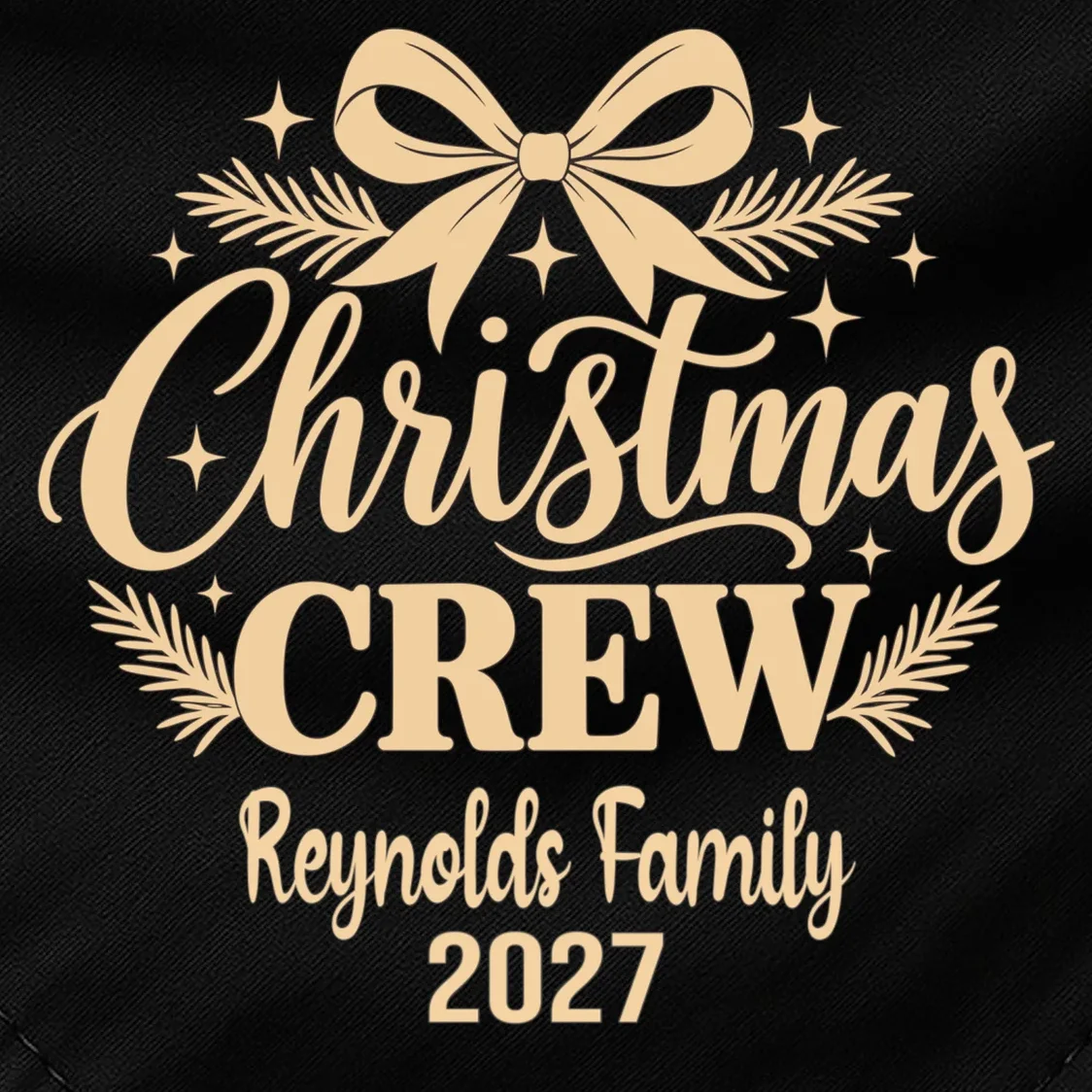 Christmas Crew Family Holiday Gathering - Custom Family Name Dog Bandana - Front - Close-up