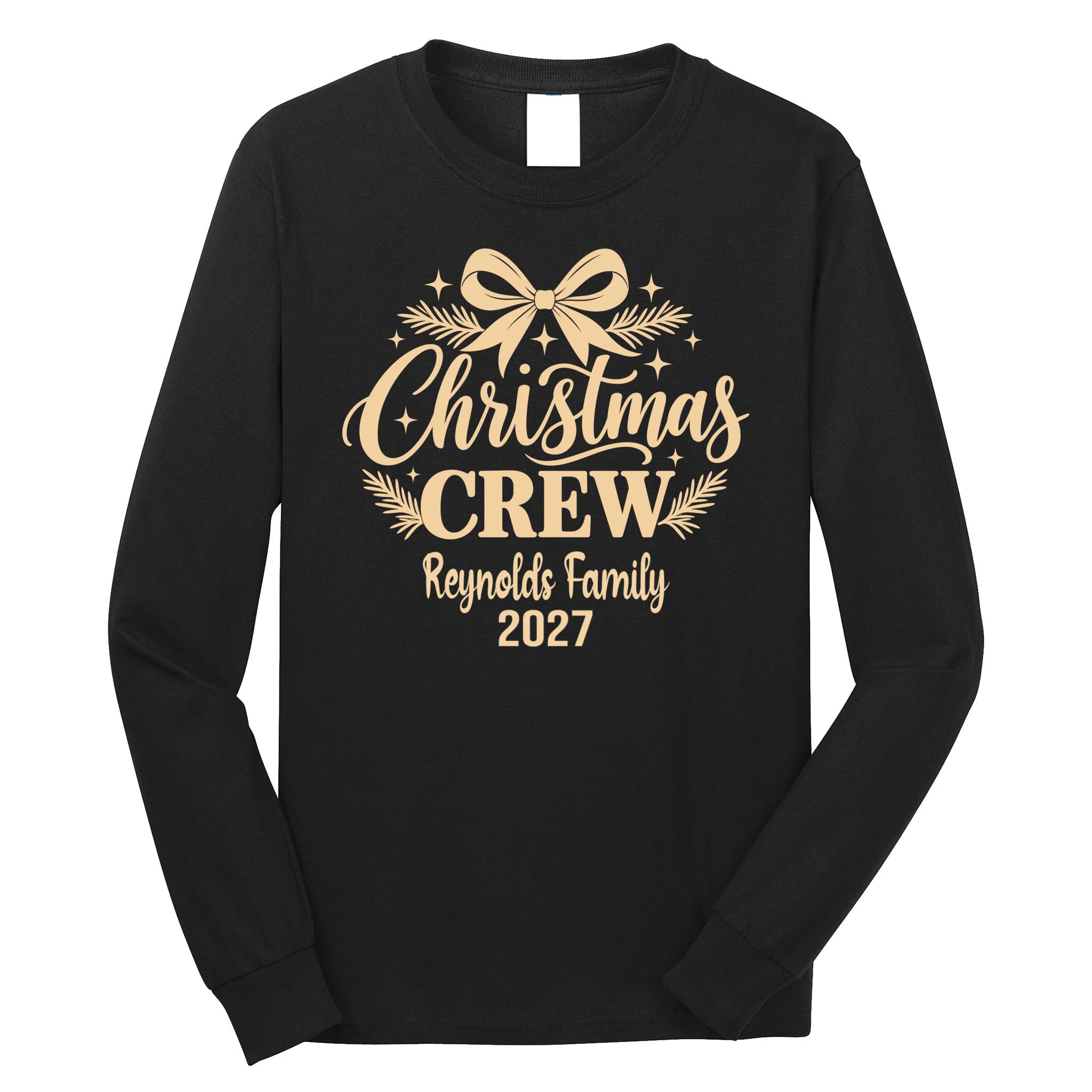 Christmas Crew Family Holiday Gathering - Custom Family Name Men's Long Sleeve Shirt Front