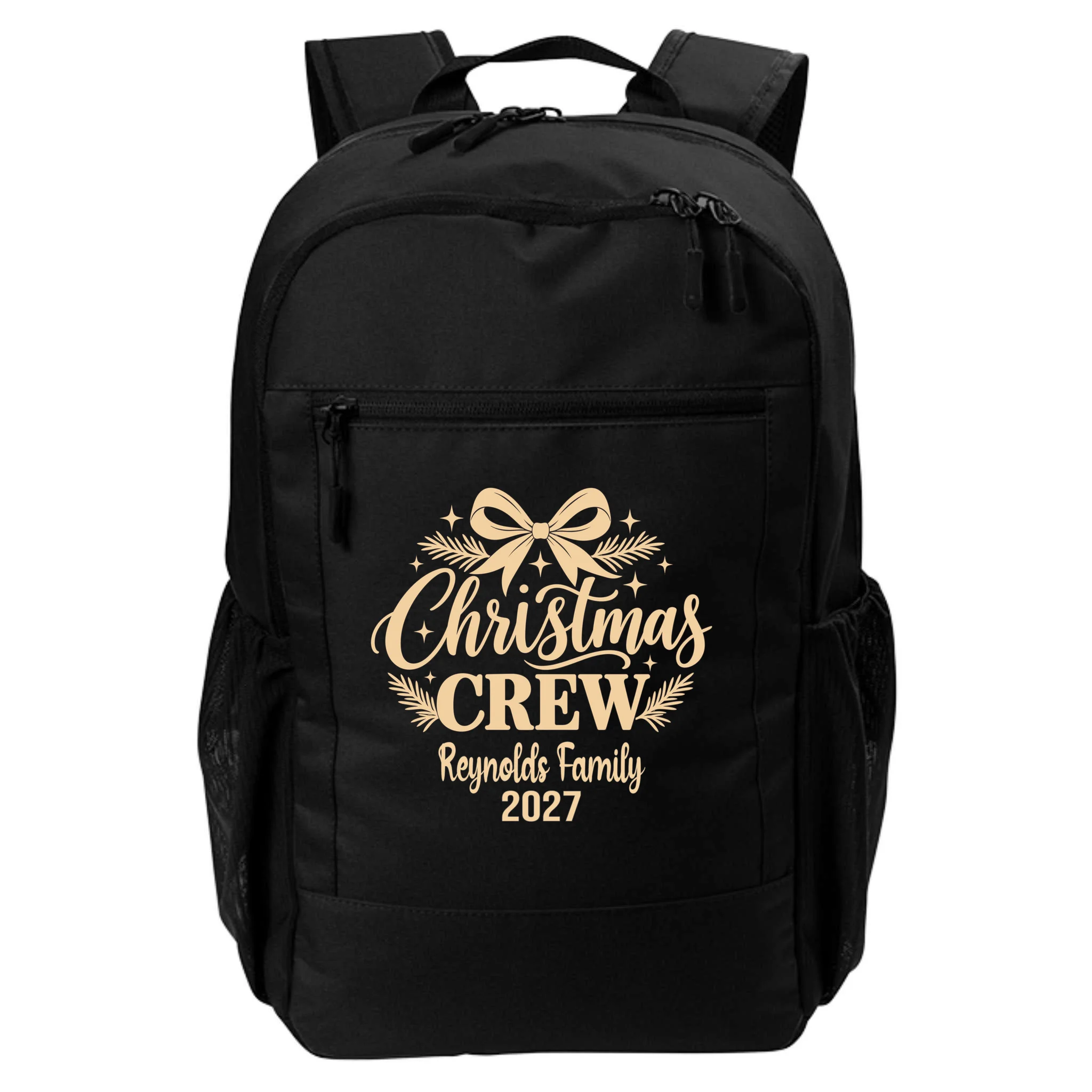 Christmas Crew Family Holiday Gathering - Custom Family Name Backpack Front