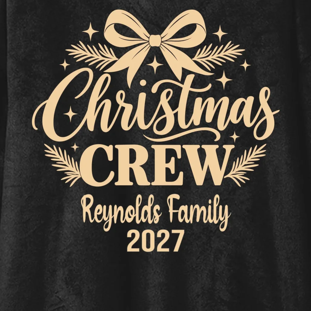 Christmas Crew Family Holiday Gathering - Custom Family Name Hooded Blanket - Front - Close-up