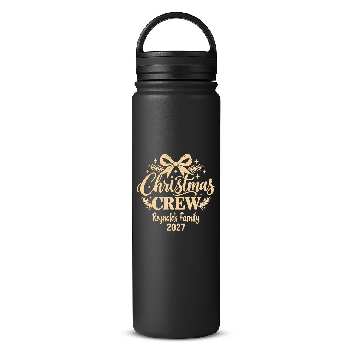 Christmas Crew Family Holiday Gathering - Custom Family Name 24oz Water Bottle Front