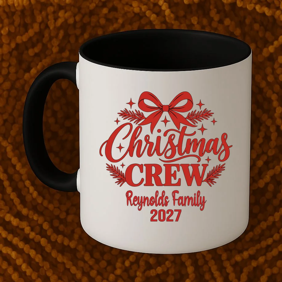 Christmas Crew Family Holiday Gathering - Custom Family Name Mug - Front 1