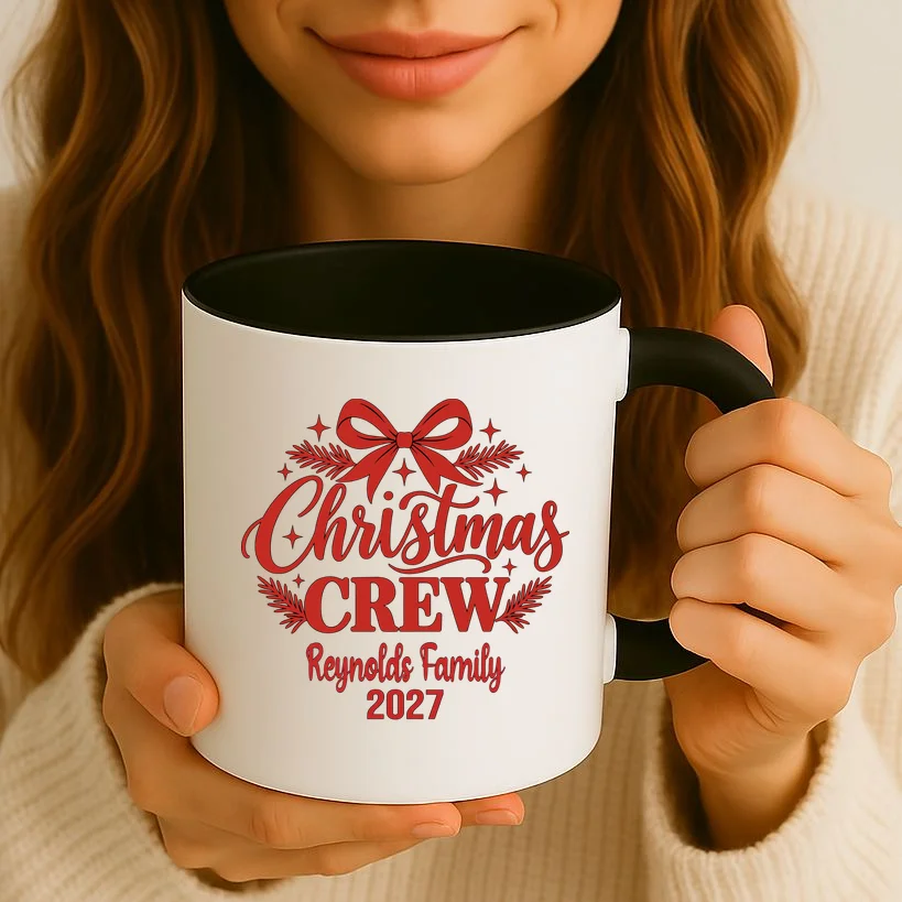 Christmas Crew Family Holiday Gathering - Custom Family Name Mug - Front 2