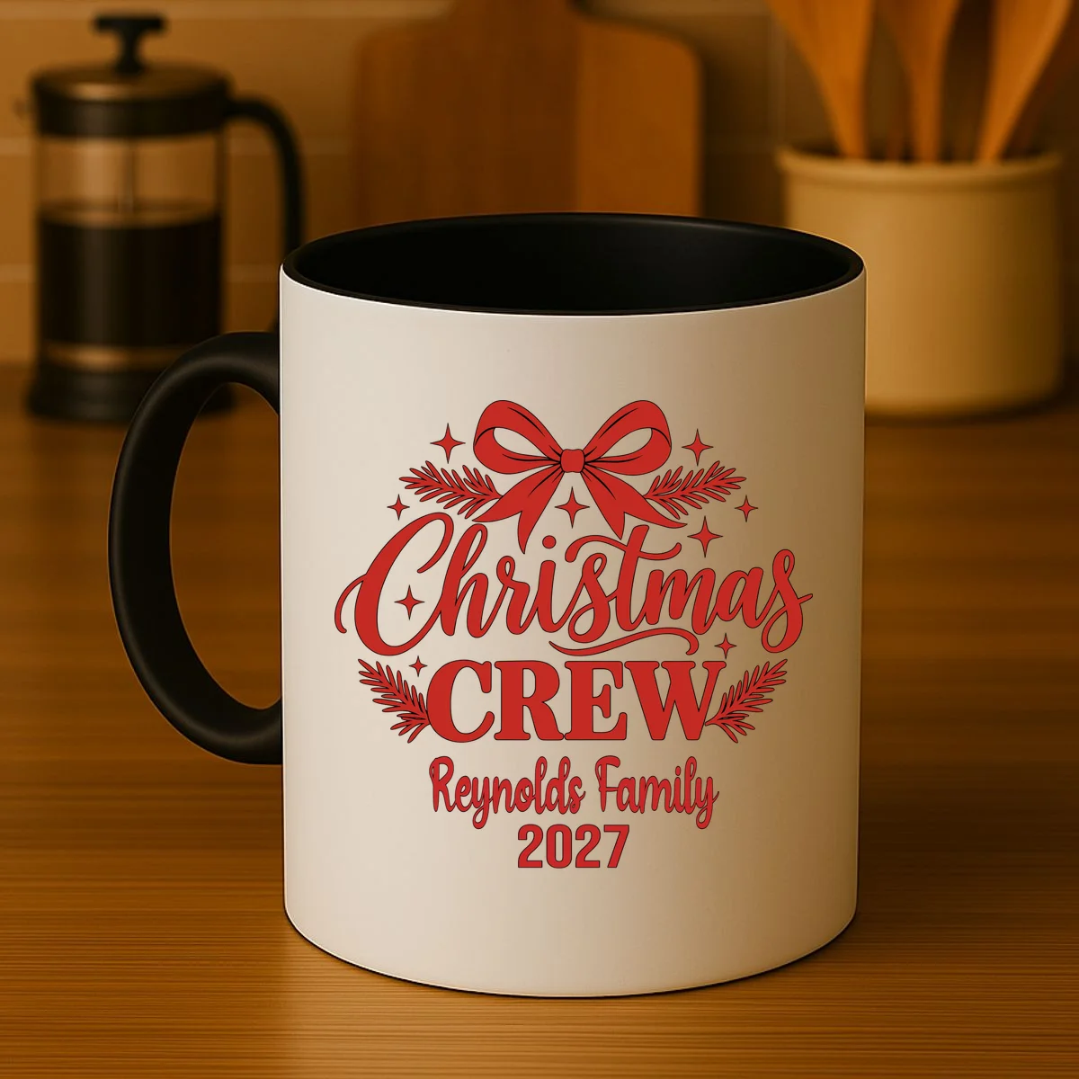 Christmas Crew Family Holiday Gathering - Custom Family Name Mug - Front 3