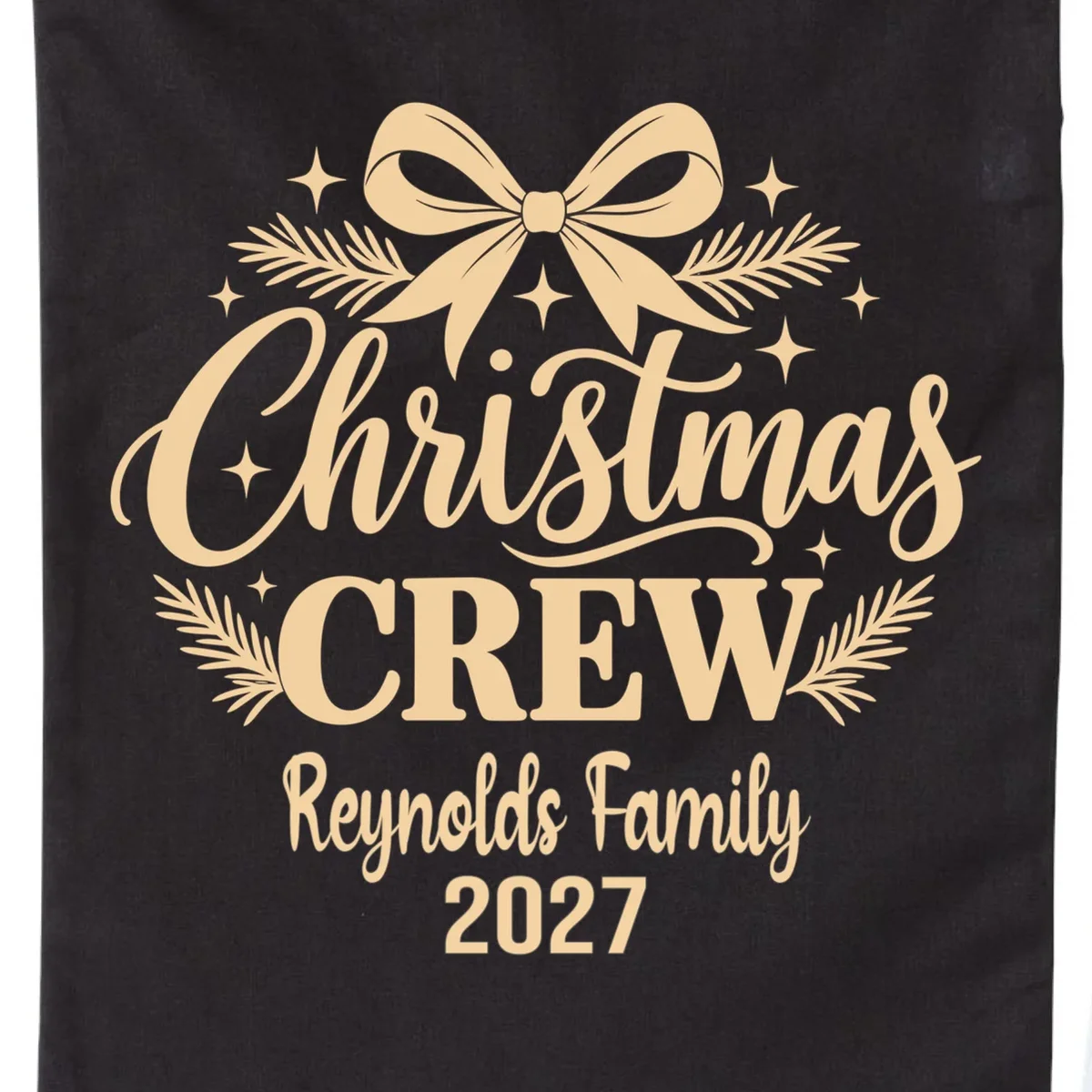 Christmas Crew Family Holiday Gathering - Custom Family Name Drawstring Bag - Front - Close-up