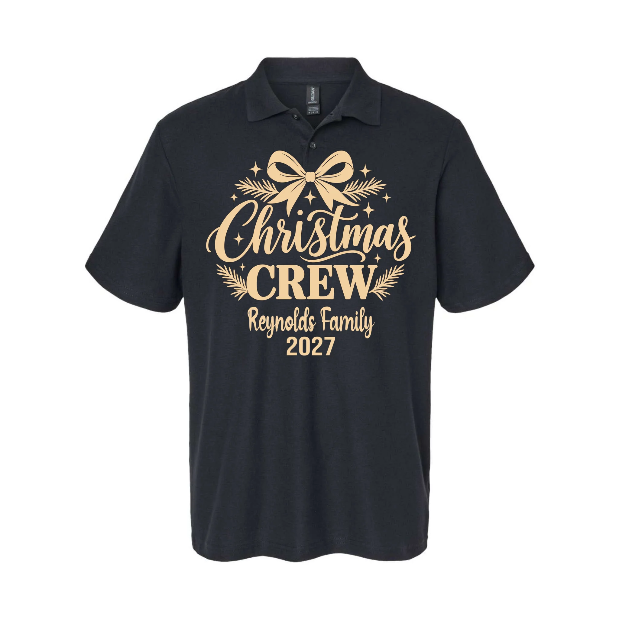 Christmas Crew Family Holiday Gathering - Custom Family Name Men's Polo Front