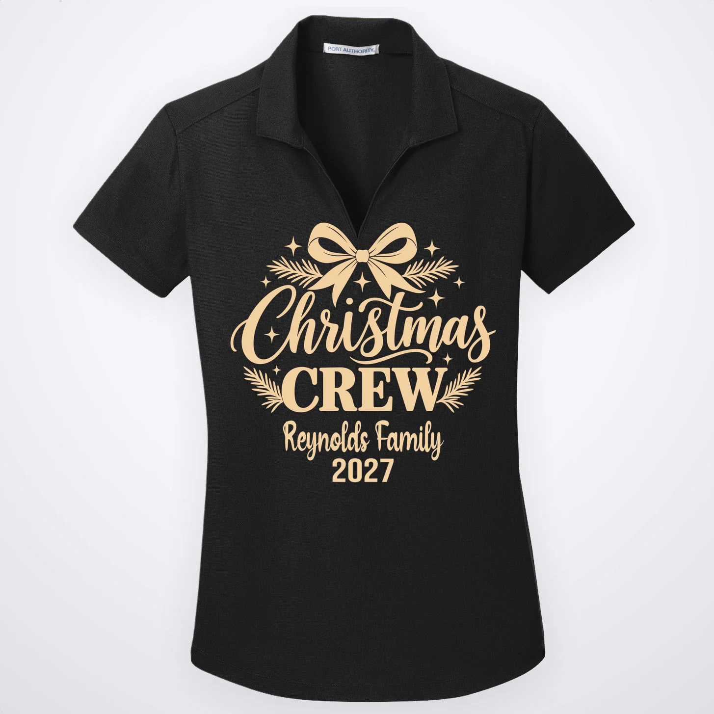 Christmas Crew Family Holiday Gathering - Custom Family Name Women's Polo Front
