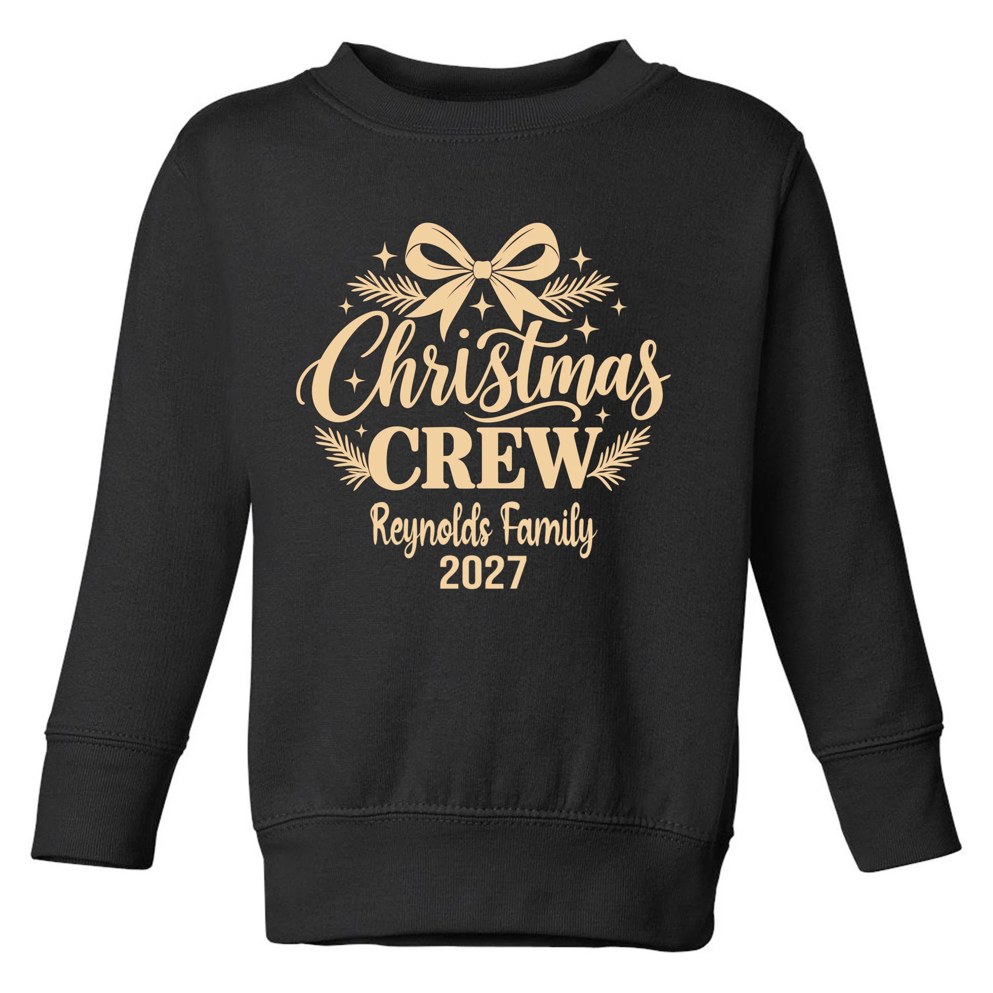Christmas Crew Family Holiday Gathering - Custom Family Name Toddler Sweatshirt - Front