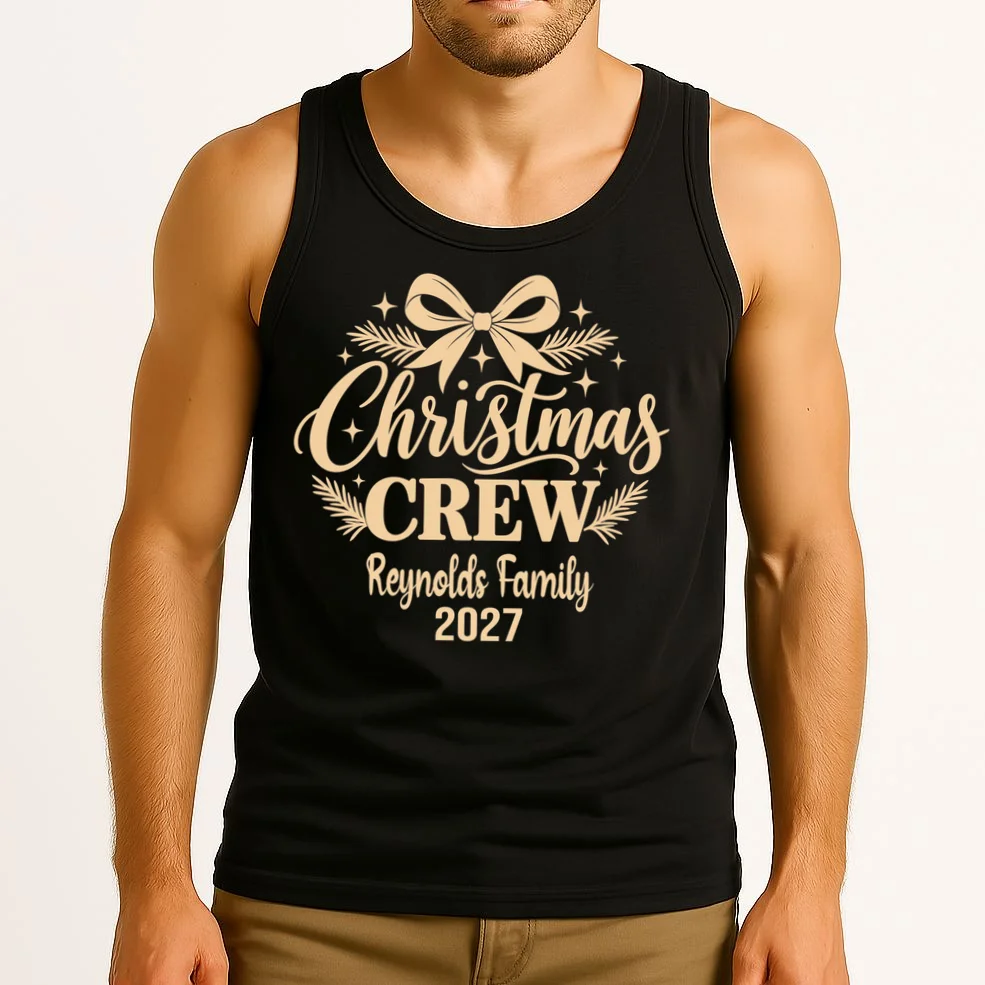 Christmas Crew Family Holiday Gathering - Custom Family Name Men's Tank Top - Front 2