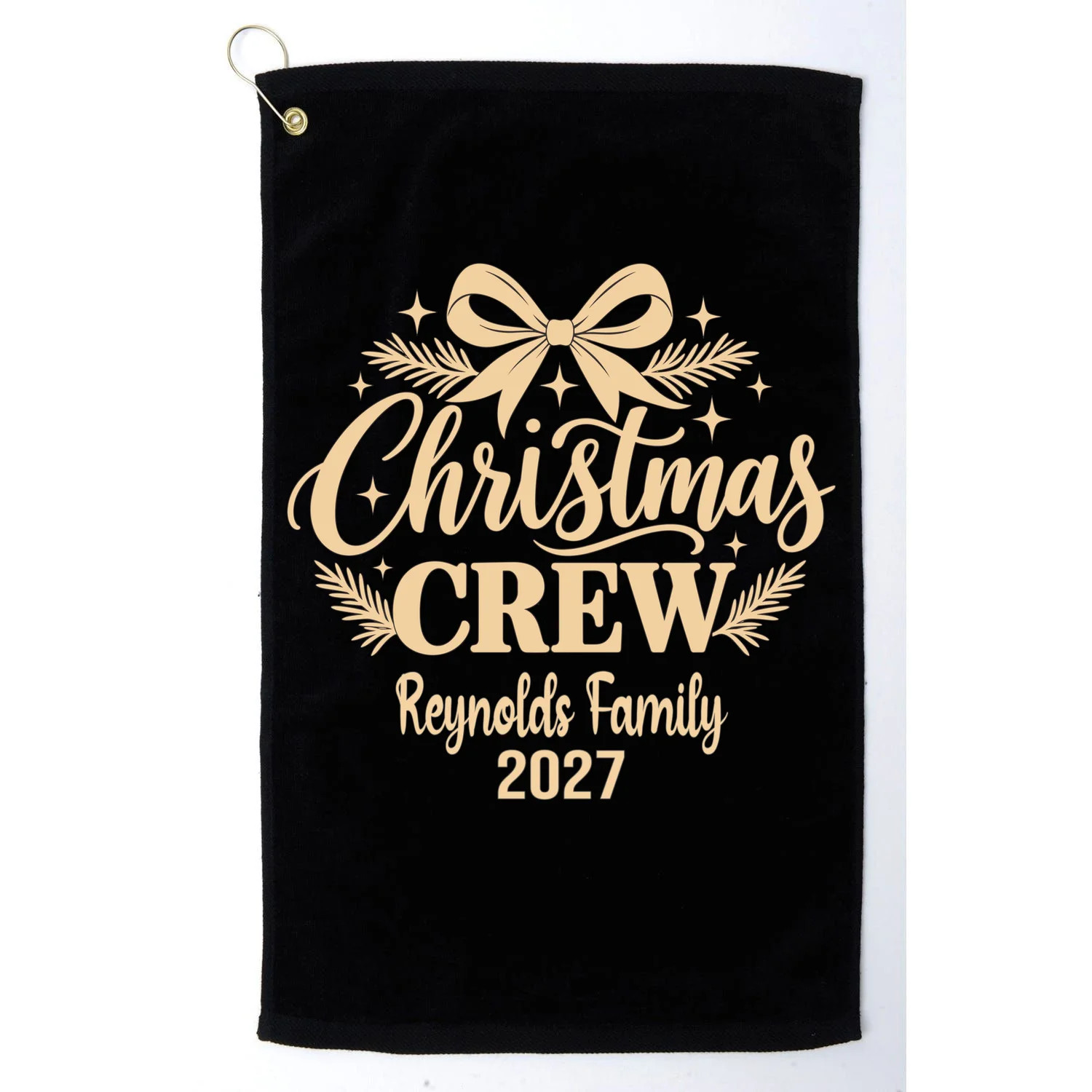 Christmas Crew Family Holiday Gathering - Custom Family Name Golf Towel Front