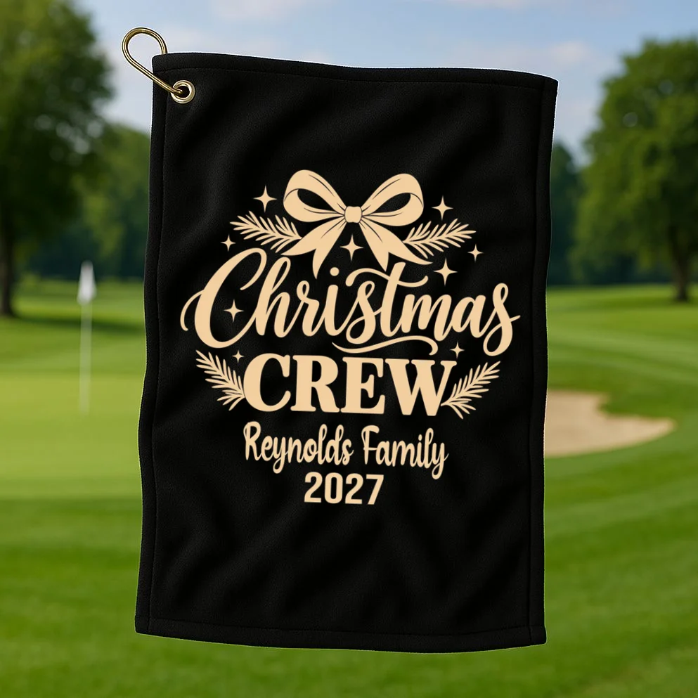Christmas Crew Family Holiday Gathering - Custom Family Name Golf Towel - Front 1