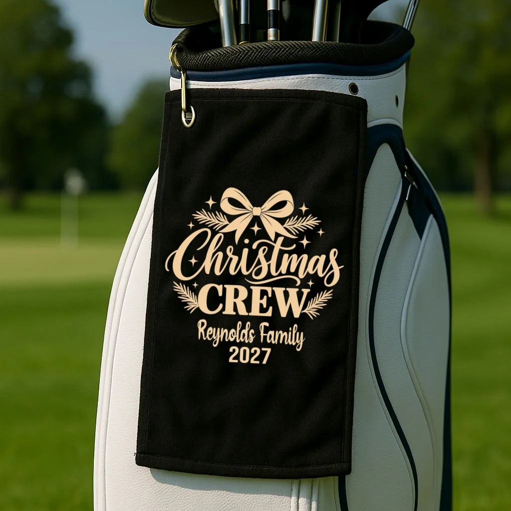 Christmas Crew Family Holiday Gathering - Custom Family Name Golf Towel - Front 2