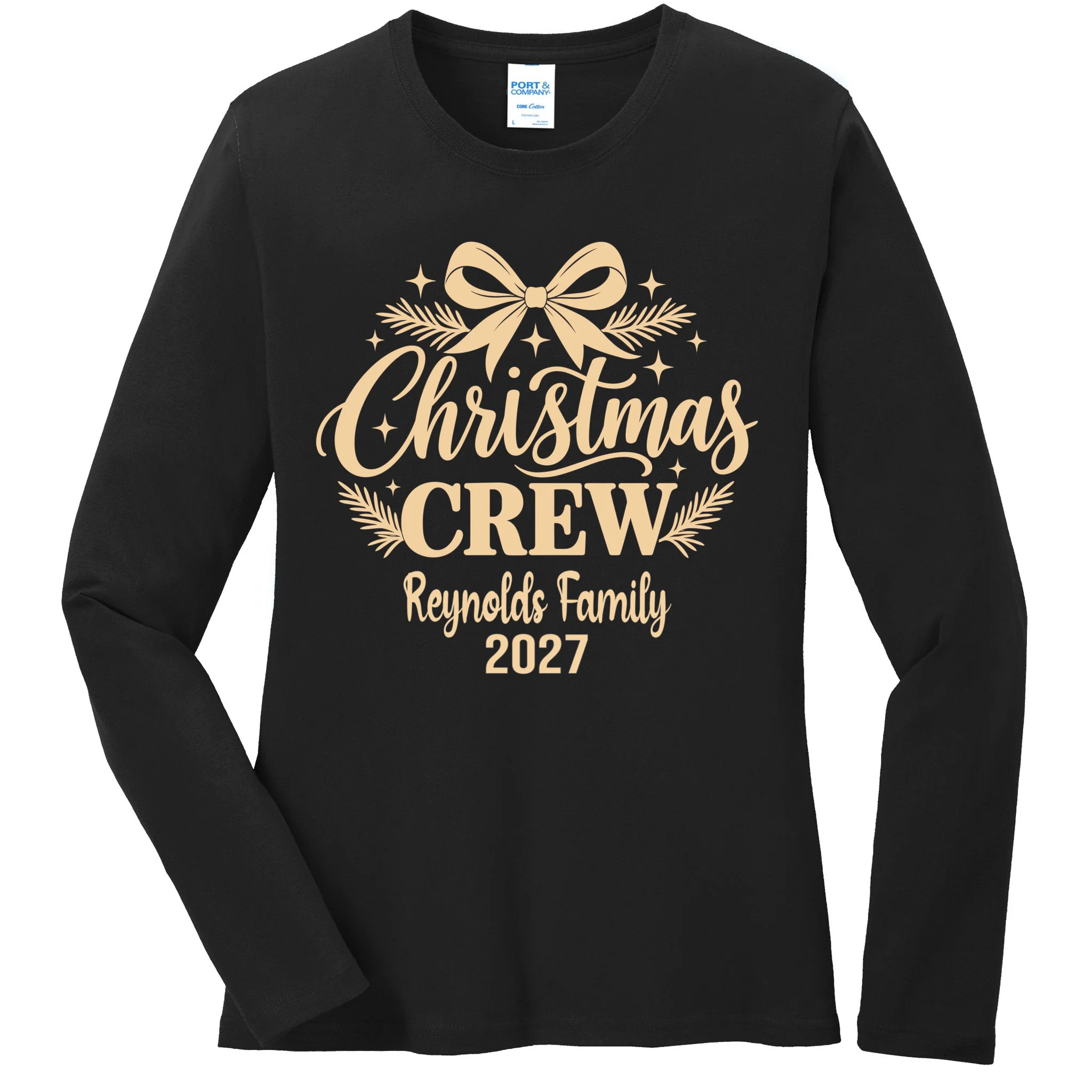 Christmas Crew Family Holiday Gathering - Custom Family Name Women's Long Sleeve Shirt Front