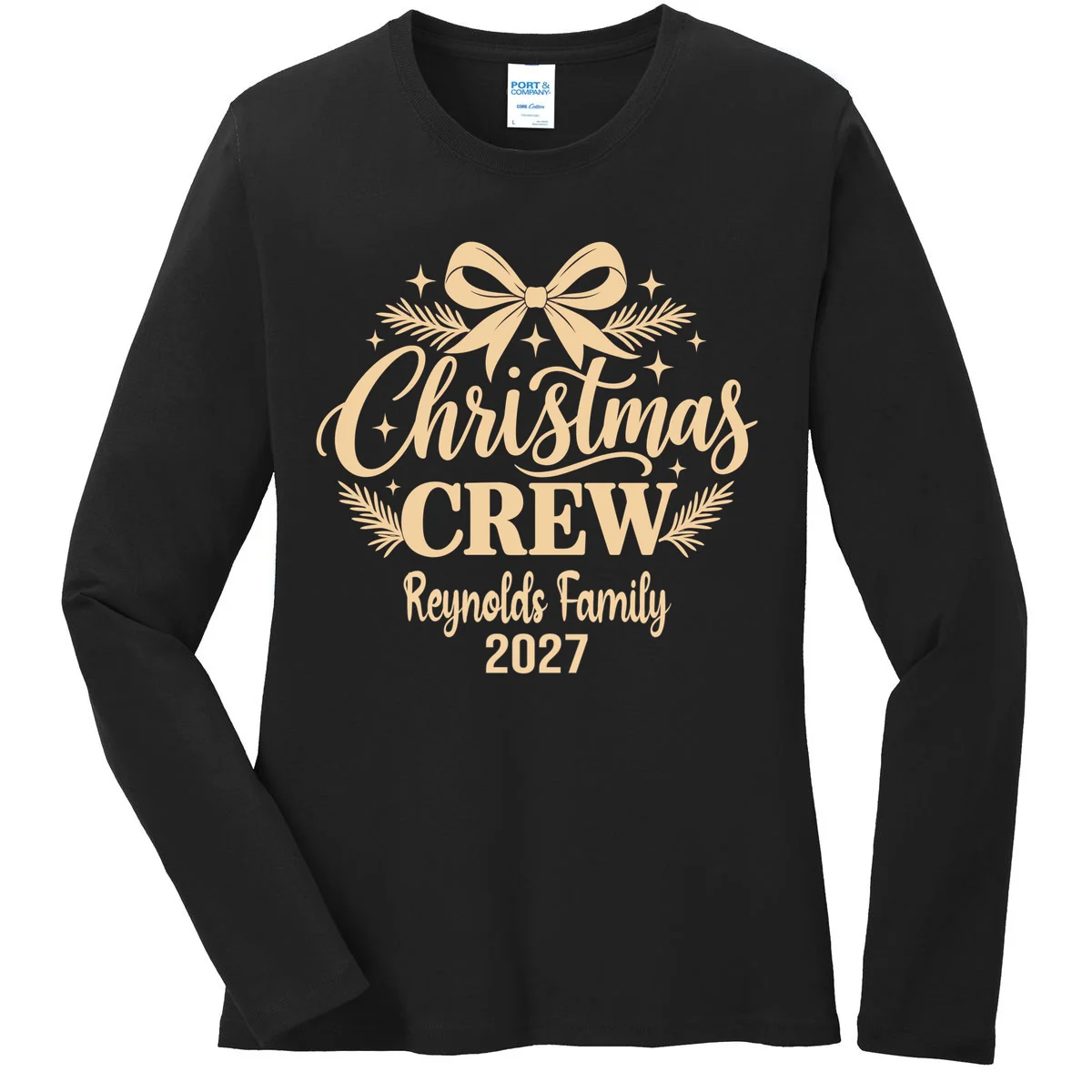 Christmas Crew Family Holiday Gathering - Custom Family Name Women's Long Sleeve Shirt - Front