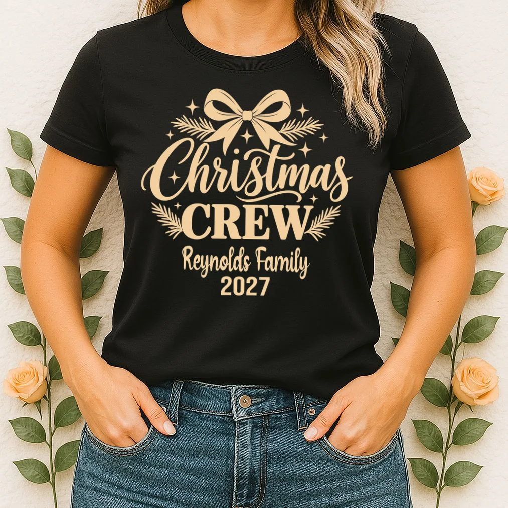 Christmas Crew Family Holiday Gathering - Custom Family Name Women's T-Shirt - Front 1