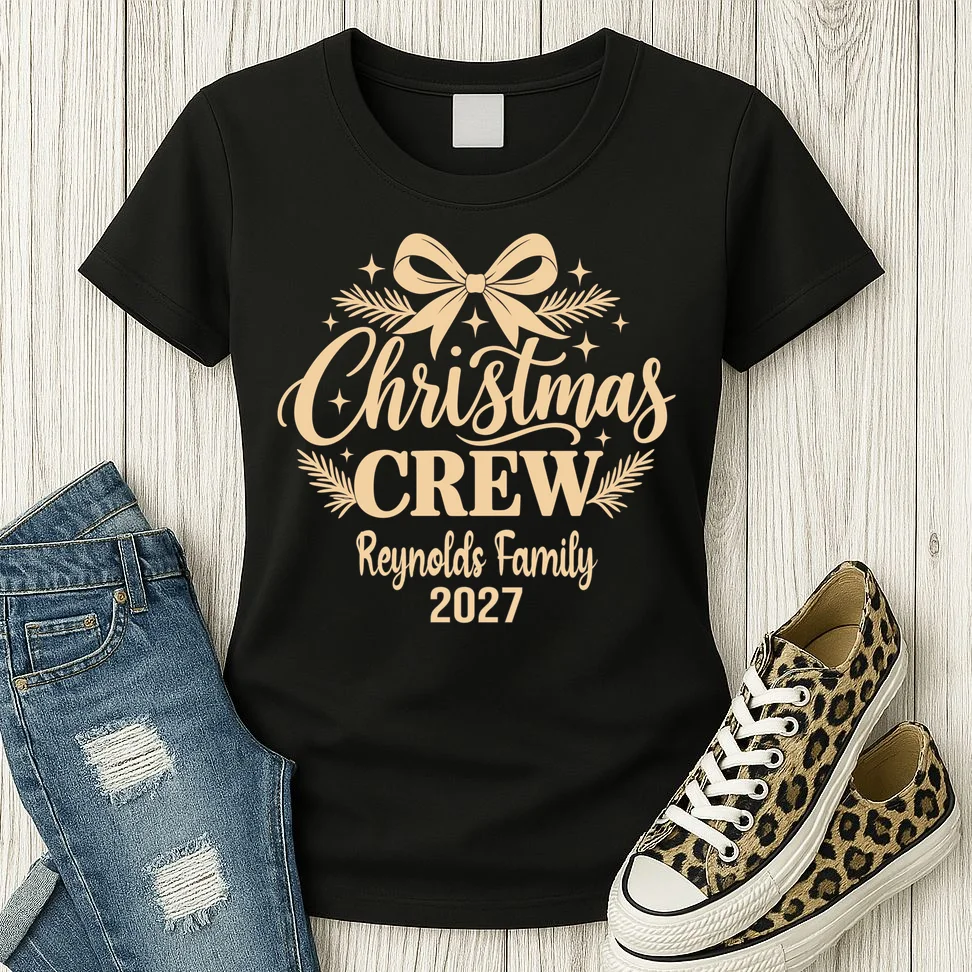 Christmas Crew Family Holiday Gathering - Custom Family Name Women's T-Shirt - Front 2