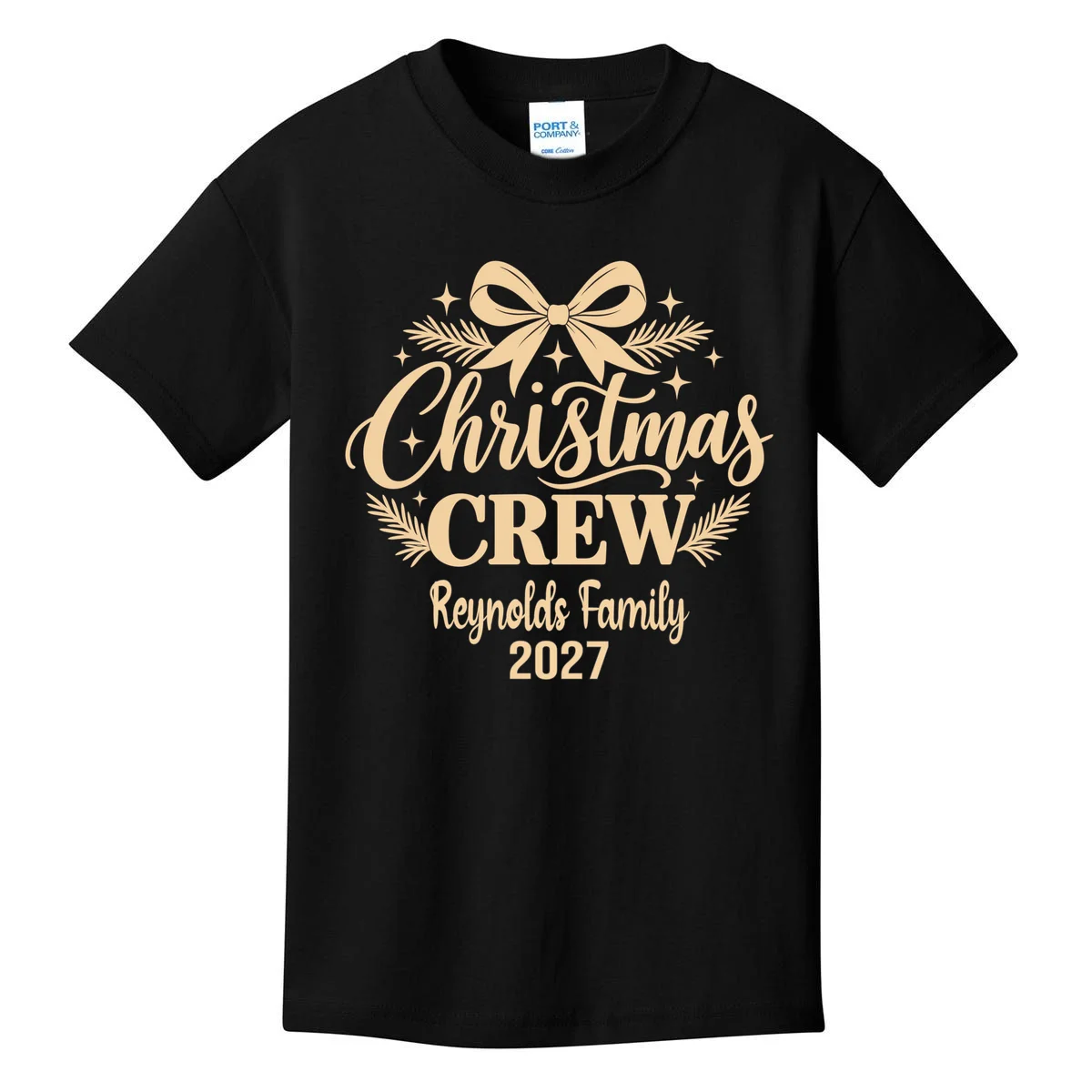 Christmas Crew Family Holiday Gathering - Custom Family Name Kids T-Shirt - Front