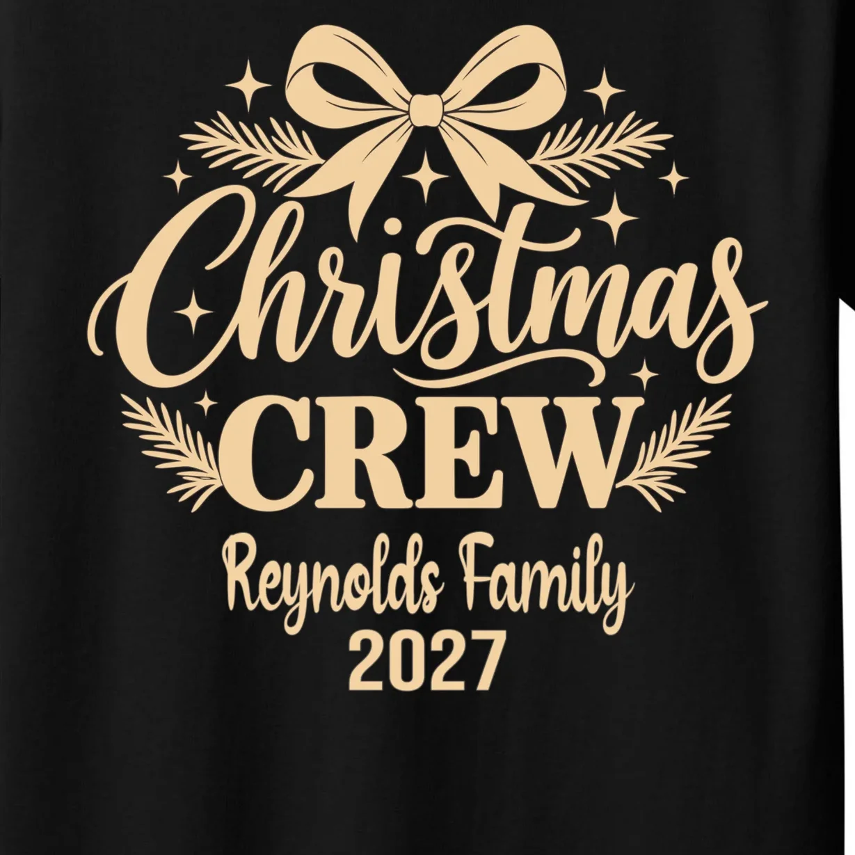 Christmas Crew Family Holiday Gathering - Custom Family Name Kids T-Shirt - Front - Close-up