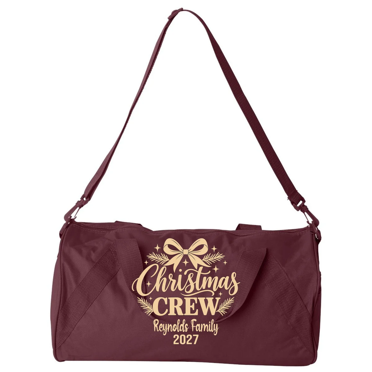 Christmas Crew Family Holiday Gathering - Custom Family Name Duffel Bag - Front