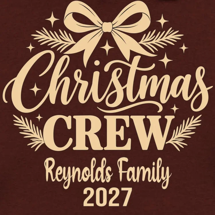 Christmas Crew Family Holiday Gathering - Custom Family Name Men's Hoodie - Front - Close-up