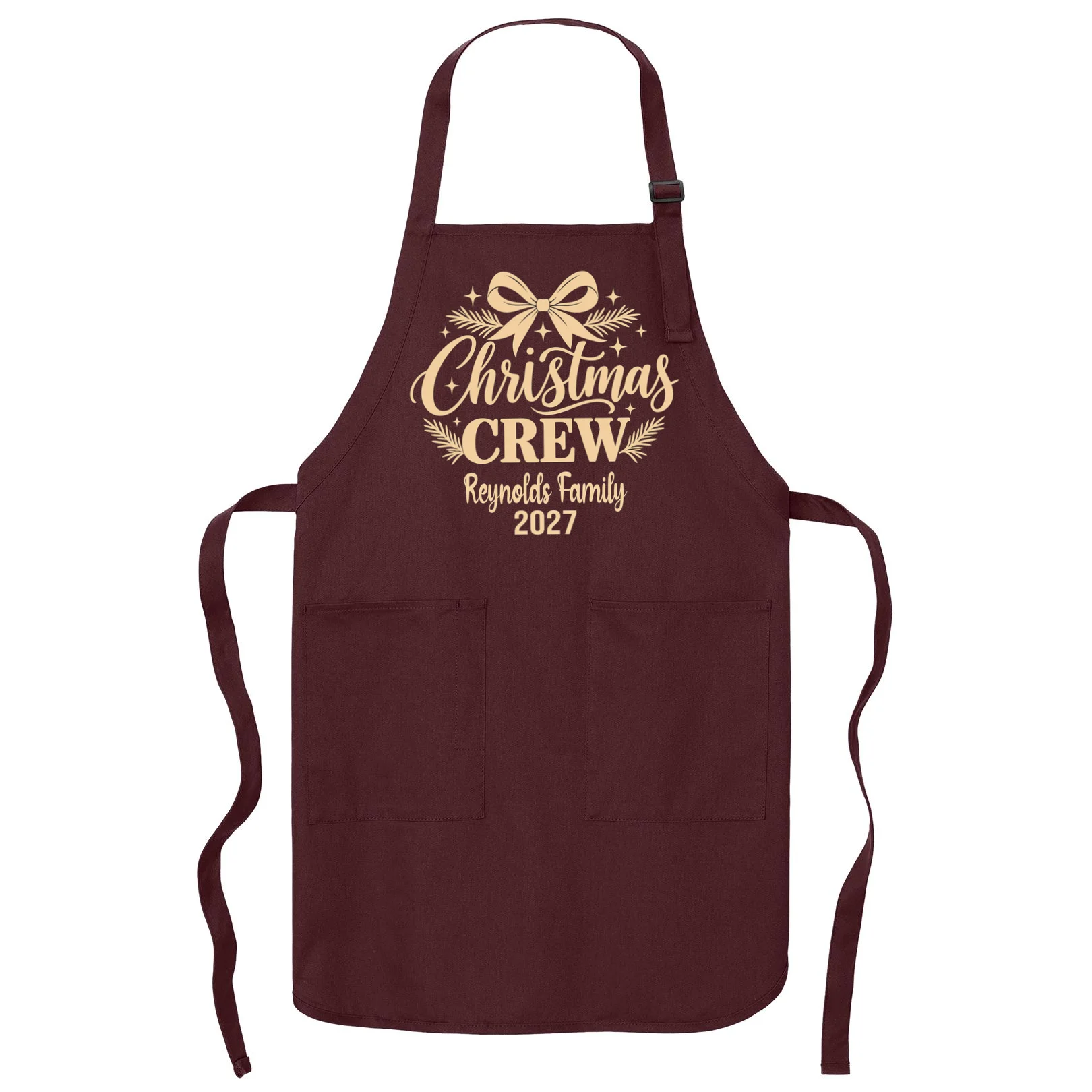 Christmas Crew Family Holiday Gathering - Custom Family Name Apron Front