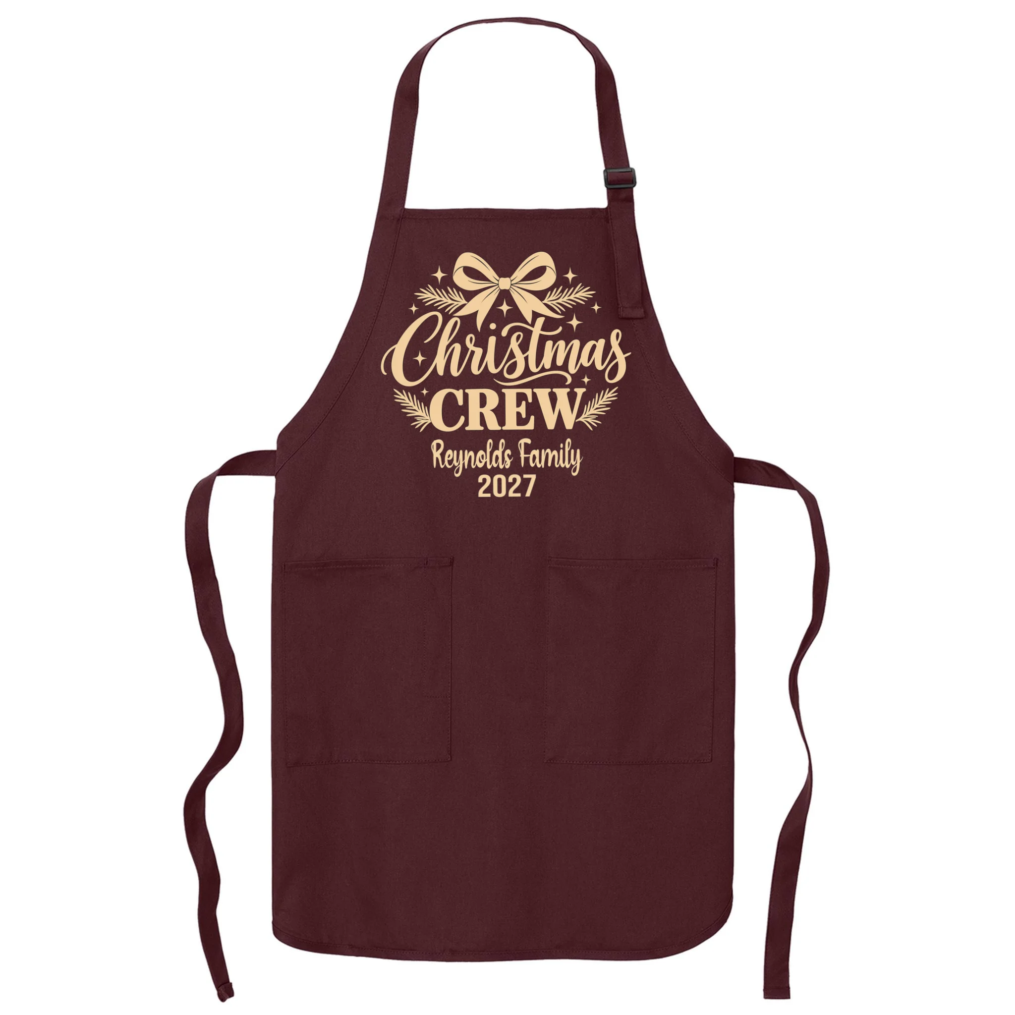 Christmas Crew Family Holiday Gathering - Custom Family Name Apron Front