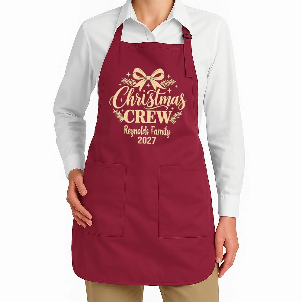 Christmas Crew Family Holiday Gathering - Custom Family Name Apron - Front 1