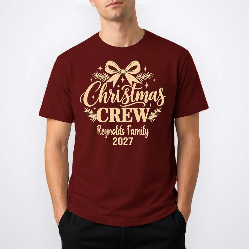 Christmas Crew Family Holiday Gathering - Custom Family Name Men's T-Shirt - Front 1