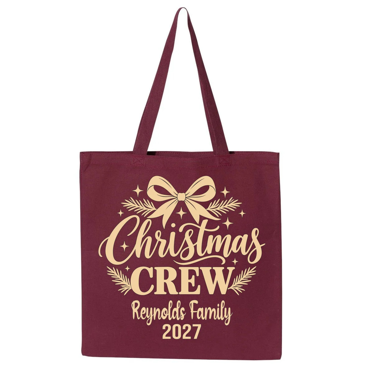 Christmas Crew Family Holiday Gathering - Custom Family Name Tote Bag Front