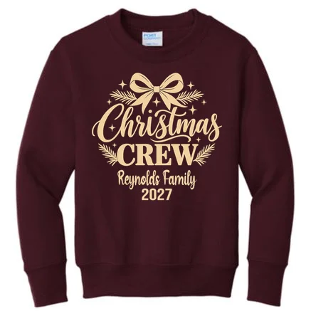 Christmas Crew Family Holiday Gathering - Custom Family Name Kids Sweatshirt Front