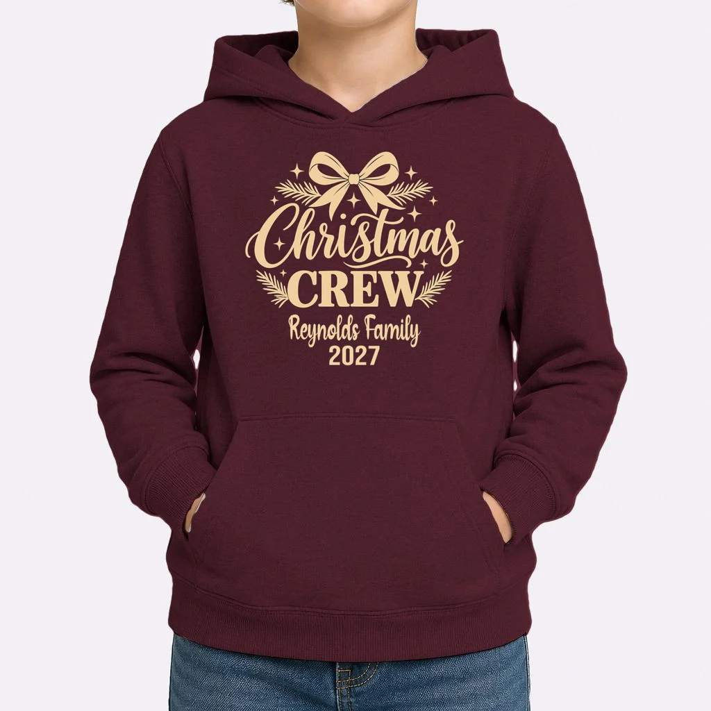 Christmas Crew Family Holiday Gathering - Custom Family Name Kids Hoodie - Front 1