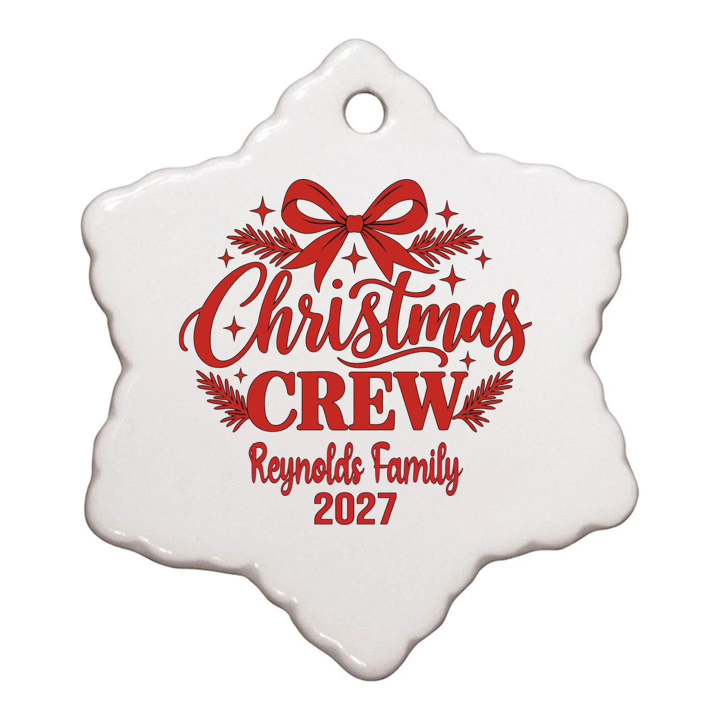Christmas Crew Family Holiday Gathering - Custom Family Name Ornament Front