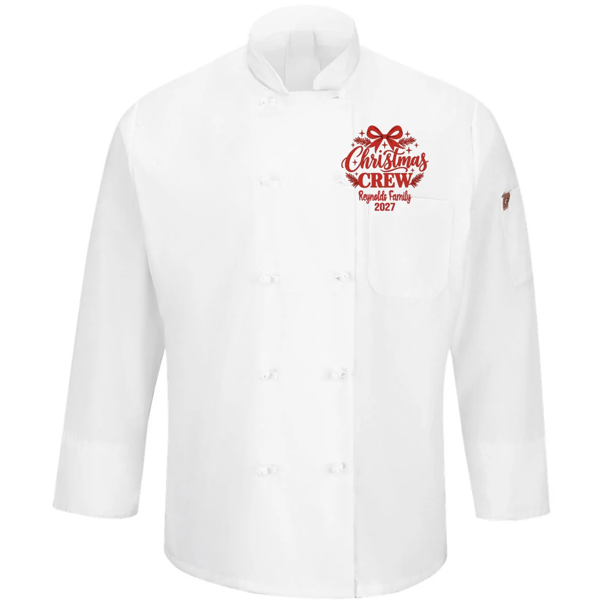 Christmas Crew Family Holiday Gathering - Custom Family Name Men's Chef Coat - Front
