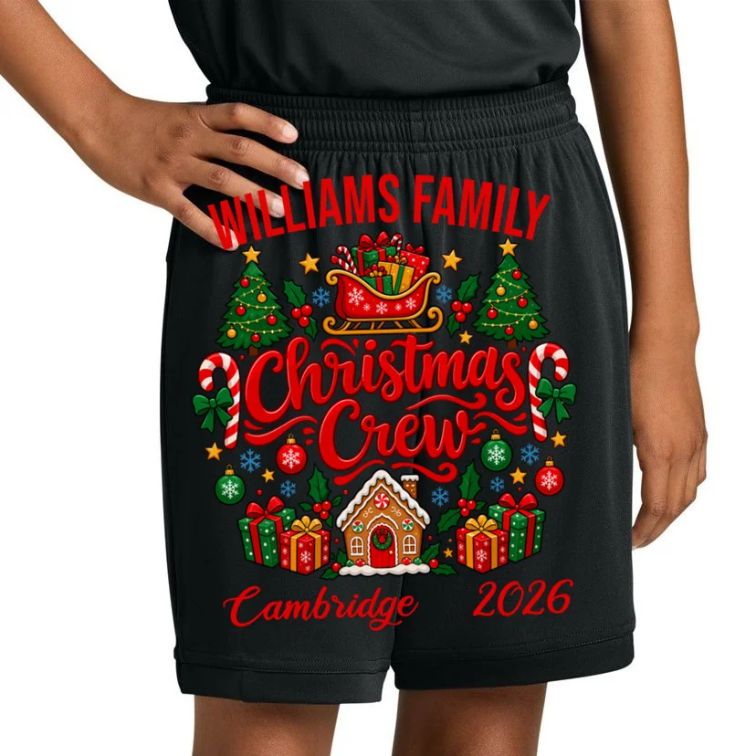 Christmas Crew Holiday Family Design Kids Shorts - Front 1