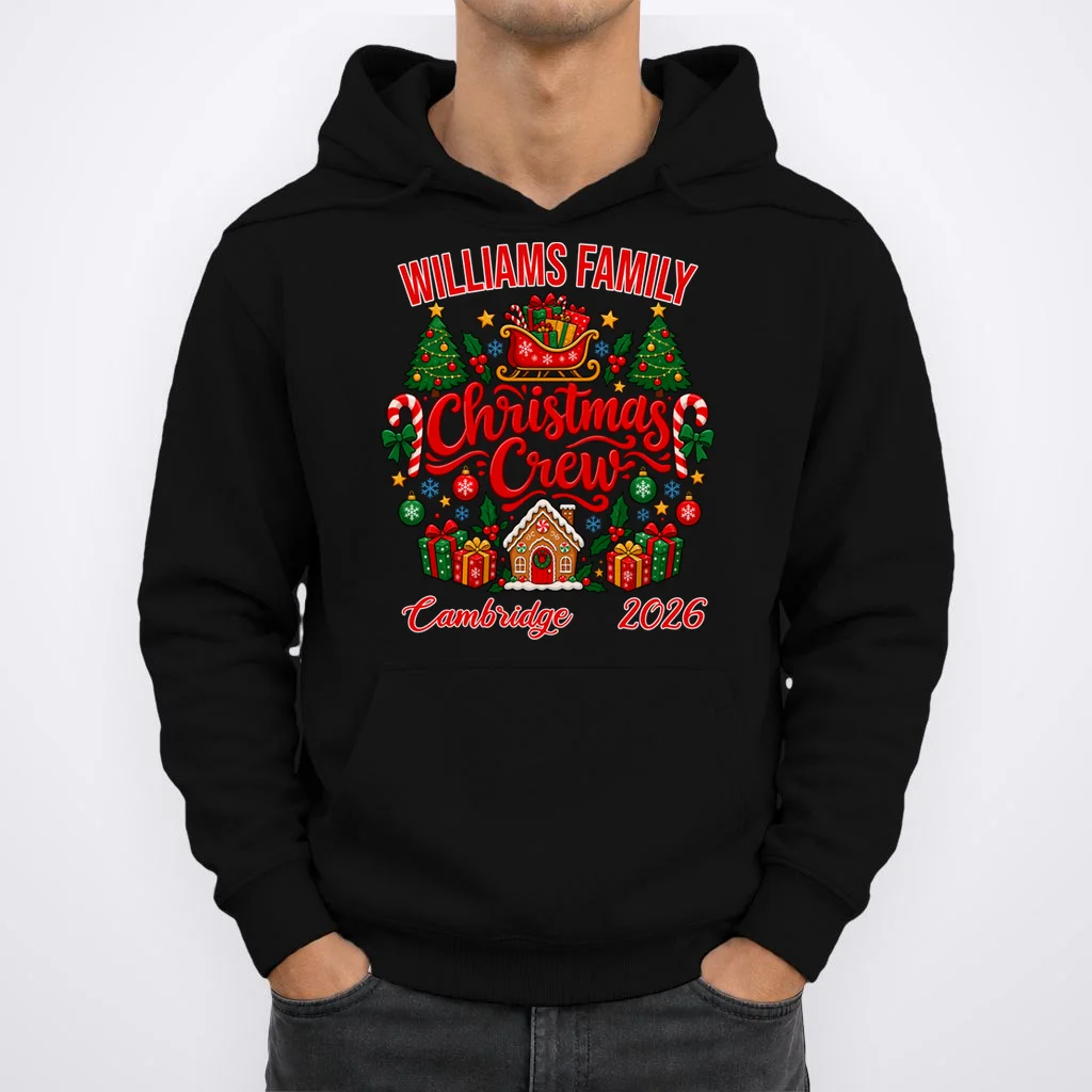 Christmas Crew Holiday Family Design Men's Hoodie - Front 1