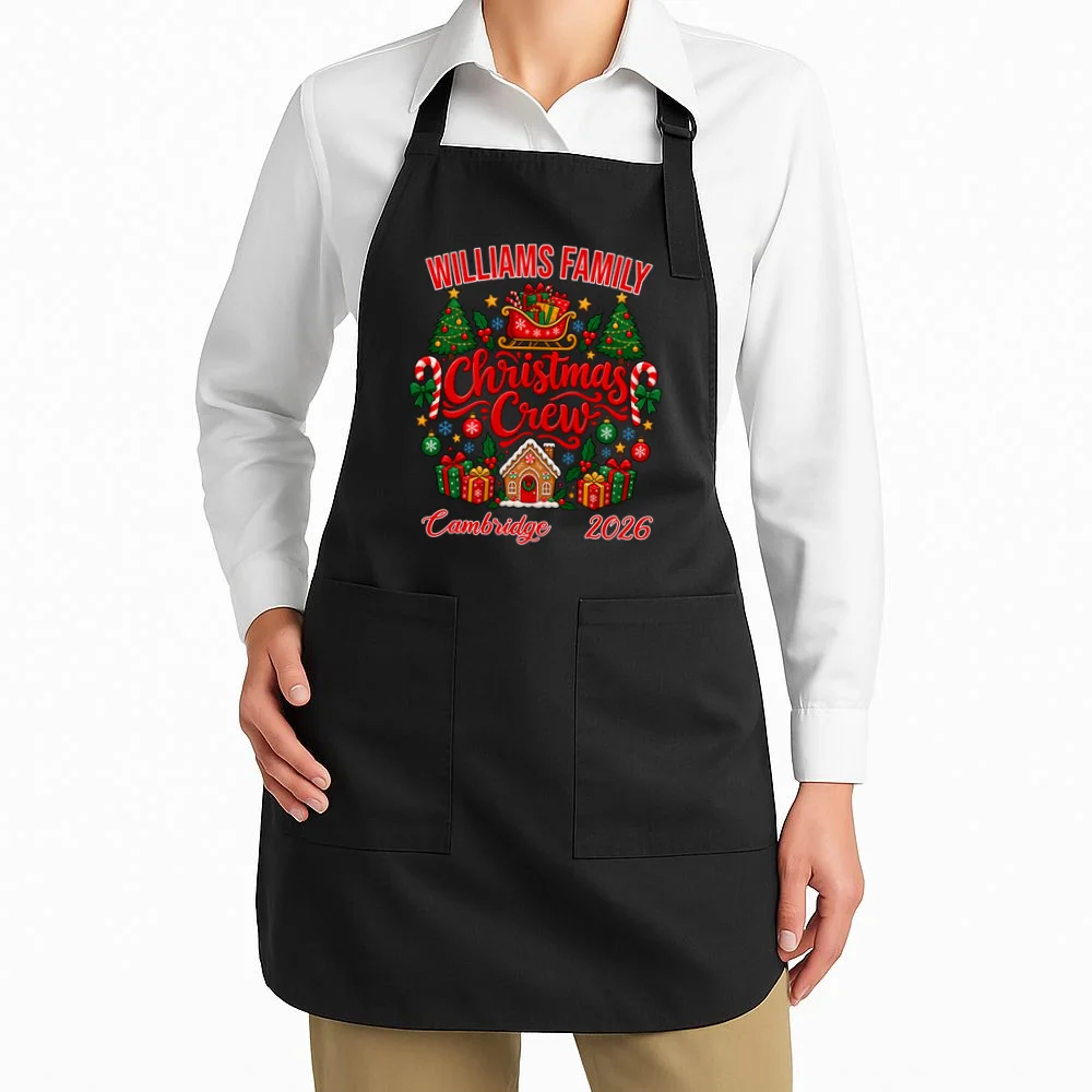 Christmas Crew Holiday Family Design Apron - Front 1