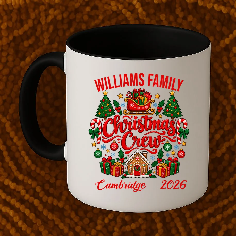 Christmas Crew Holiday Family Design Mug - Front 1